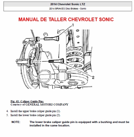 Manual de Taller ó Servicio Chevrolet Sonic, frenos