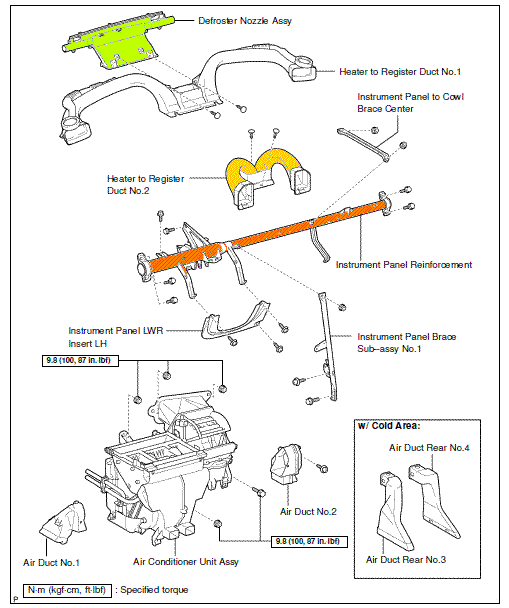 Partes y componentes del aire acondicionado Toyota Corolla
