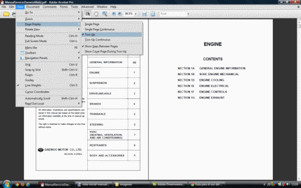 Vista inicial del Manual Daewoo matiz en archivo PDF