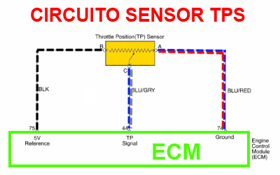 Circuito eléctrico del sensor TPS