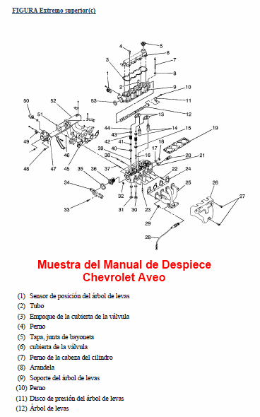Página de muestra de Despiece del Chevrolet Aveo